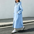 thumbnail image 4 of Women’s Long Length Heavy Duty Rain Coat Hooded Waterproof Raincoat for Outdoor Use, Wind Resistant Full Length Rain Jacket Loose Fit Adults Poncho Blue, 4 of 7