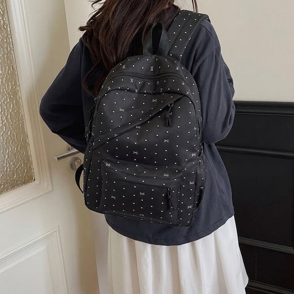 Backpacks for Kids Polka Dot Large Capacity Backpack for Teen Girls School Travel Daypack Black One Size