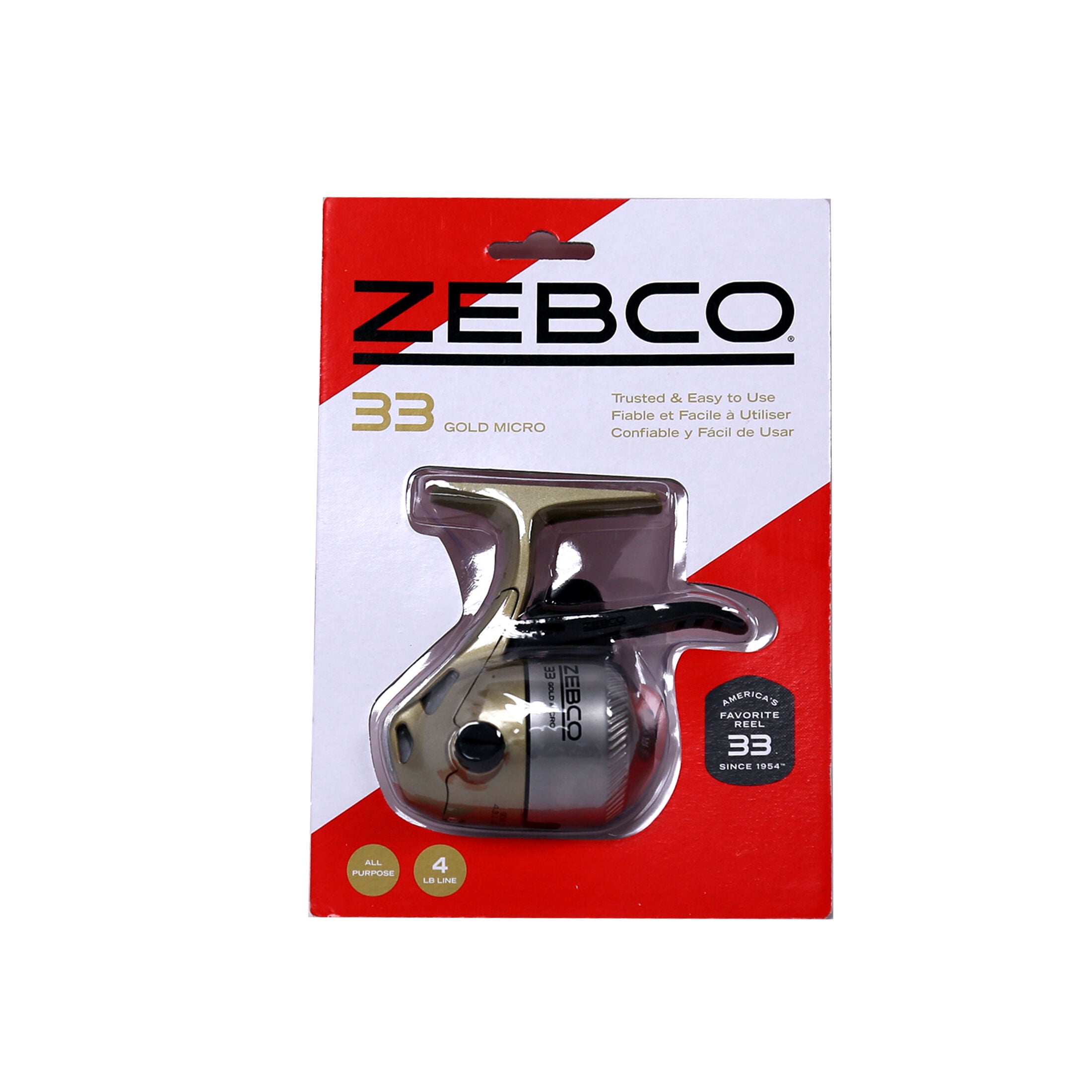 Zebco 33 Gold Micro Trigger Spincast Fishing Reel, Size 10 Reel, Silver/Gold (Clam Package)