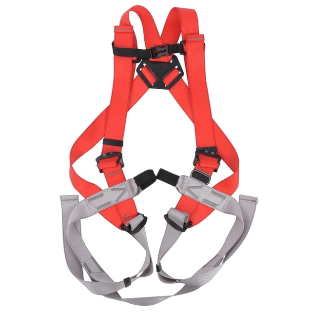 Arnés de escalada en roca de cuerpo entero de poliéster rojo y gris, cinturón de seguridad de protección para exteriores