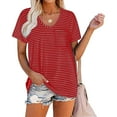 thumbnail image 2 of Pompotops Femmes Été Mode Manches Courtes V Cou Couleur Unie Casual T-Shirt Tops, 2 of 8