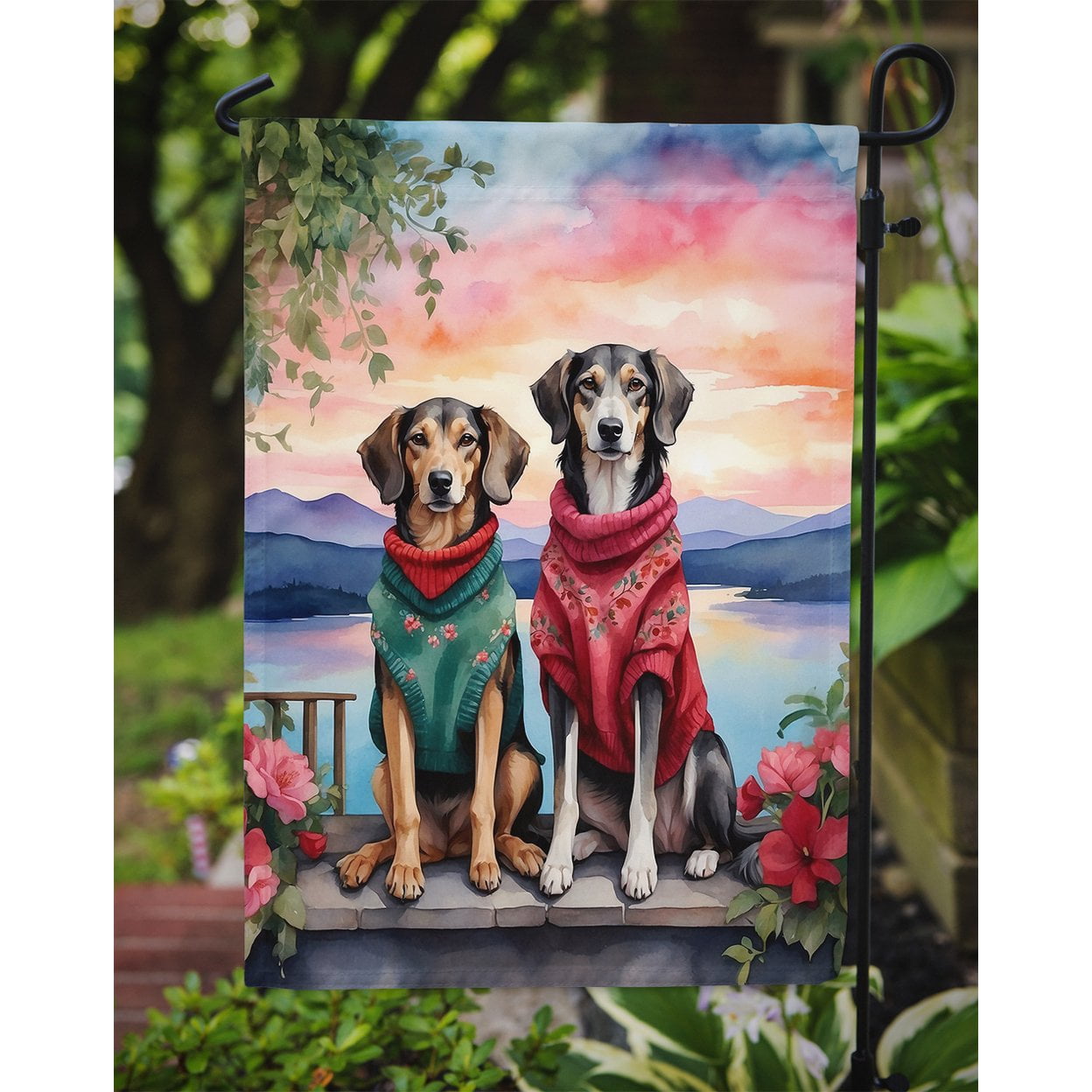 Saluki Two Hearts Garden Flag 11.25 in x 15.5 in
