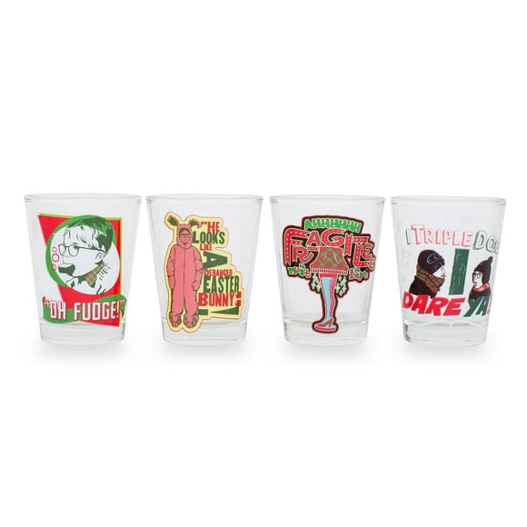 Vasos de vidrio para tragos con citas de historias de Navidad, 60 ml, juego de 4