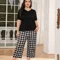 thumbnail image 4 of ebukurty Plus Size Pajama Sets for Women 2 Piece Short Sleeves with Pocket and Checks Pans Lounge Sets, Sizes 1XL-5XL, 4 of 12