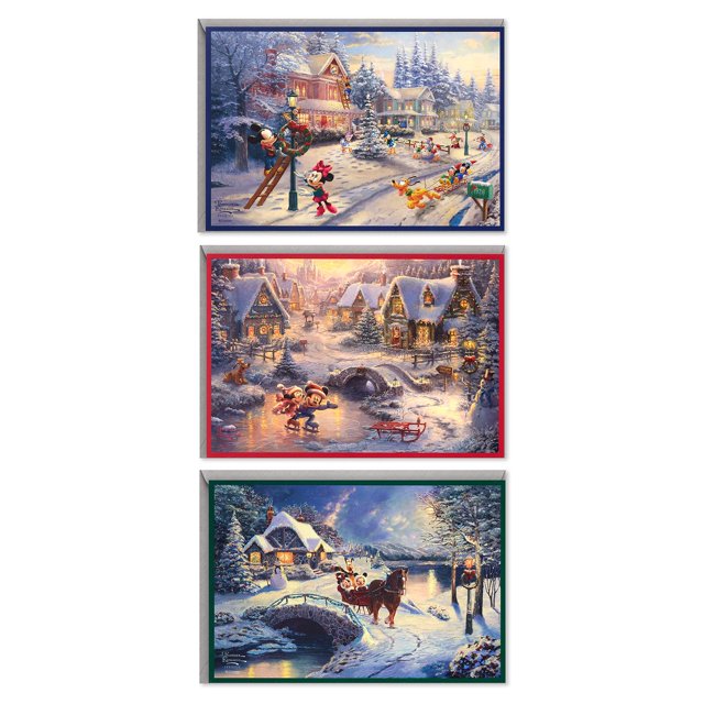 Tarjetas de Navidad Hallmark Thomas Kinkade Mickey Mouse 24 unidades