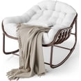 thumbnail image 1 of Outdoor Rocking Chair - Oversized White Wicker Egg Chair, 450lb Capacity for Patio/Balcony | Water-Resistant Cushion & Metal Frame, 1 of 9