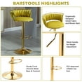 thumbnail image 5 of DREAMSIDEA Swivel Bar Stools Set of 2 Modern Velvet Upholstered High Back Adjustable Bar Chairs with Golden Footrest for Kitchen Counter Square Island, Olive Drab, 5 of 5