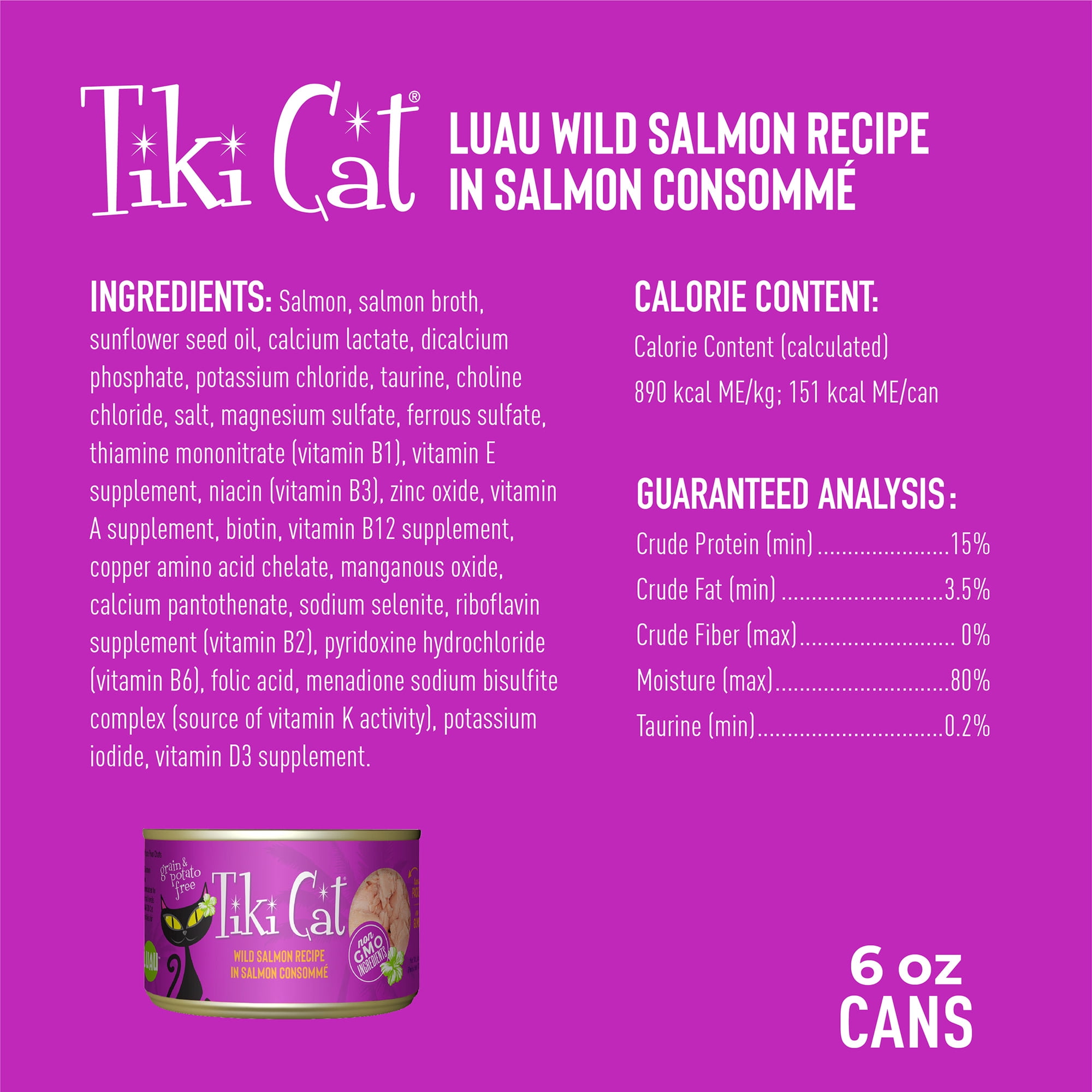 (12 pack) Tiki Cat Luau Wet Cat Food, Wild Salmon, 6 oz. Can