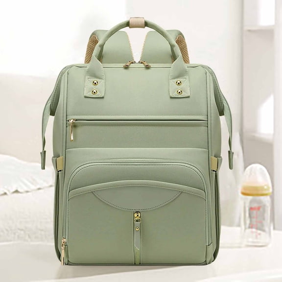 Tunhigl Waterproof Large Capacity Diaper Bag Backpack for New Parents with Stroller Straps 14 Pockets Durable Easy Clean Travel Baby Shower Holiday Gift Green