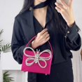 thumbnail image 5 of Mini bolsos tipo caja para mujer, bolso de mano de diseñador de lujo, novedad de 2023, en material satinado, con lazo y incrustaciones de diamantes de imitación, bolso de noche con giro, 5 of 5