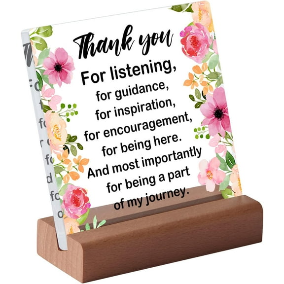 Thank You Farewell Gift Friend Boss Retirement Gift Square Acrylic Desk Plaque Sign With Wood Stand Decor for Home Office Desk-Thank You for Being a Part of My Journey Sign