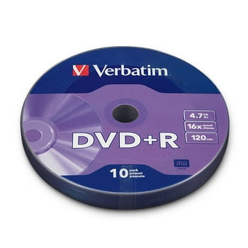 Verbatim DVD+R 4.7GB 16X Optical  Media with Branded Surface - 10 Pack Bulk Wrap