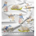 thumbnail image 1 of Soimoi Poly Georgette Fabric Cycle,Rabbit & Bear Kids Printed Craft Fabric by the Yard 52 Inch Wide, 1 of 1