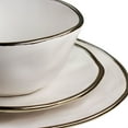 thumbnail image 4 of Elama Modern 16 Piece Stoneware Dinnerware Set in Matte White with Gold Rim, 4 of 9