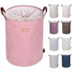 thumbnail image 1 of Cestas de lavandería de almacenamiento redondas plegables engrosadas, algodón (rosa) Ormromra LN-1050, 1 of 6