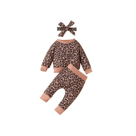 

Seyurigaoka Leopard Print Long Sleeve Sweatshirt + Trousers + Bow Headband