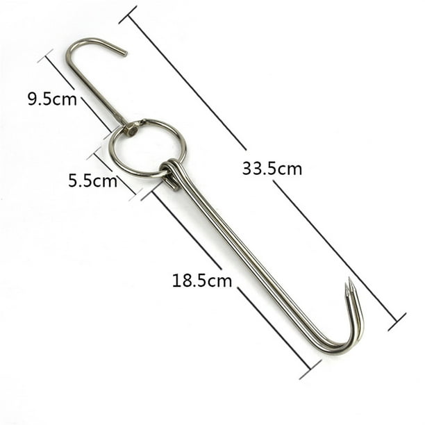 XZNGL Stainless Steel Double Meat Hooks Roast Ducks Bacons Shop Hook Bbq  Grill Hanger Cooking Tools Accessories 