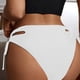 thumbnail image 2 of Gibobby Traje De Baño Mujer Bikini Vintage de cintura alta para mujer, traje de baño con parte inferior, ropa de playa, parte inferior de Bikini con late(Blanco,G), 2 of 5