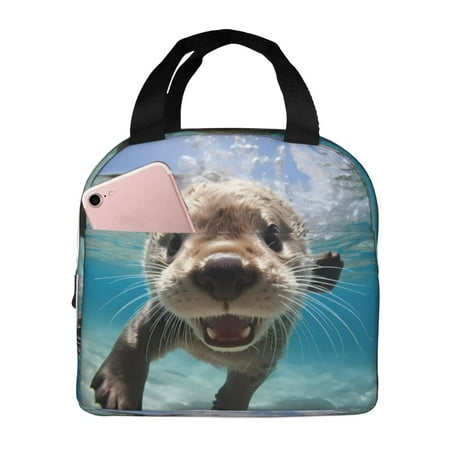 Insulated Lunch Bag for Women Men - Cute Diving Otter Leakproof Cooler Lunch Box for Women Men  Lunch Tote Bags for Work School Picnic Travel