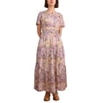 thumbnail image 1 of Vestido largo ACCPUR para mujer, estilo bohemio, floral, cuello en V, con bolsillos, 1 of 7