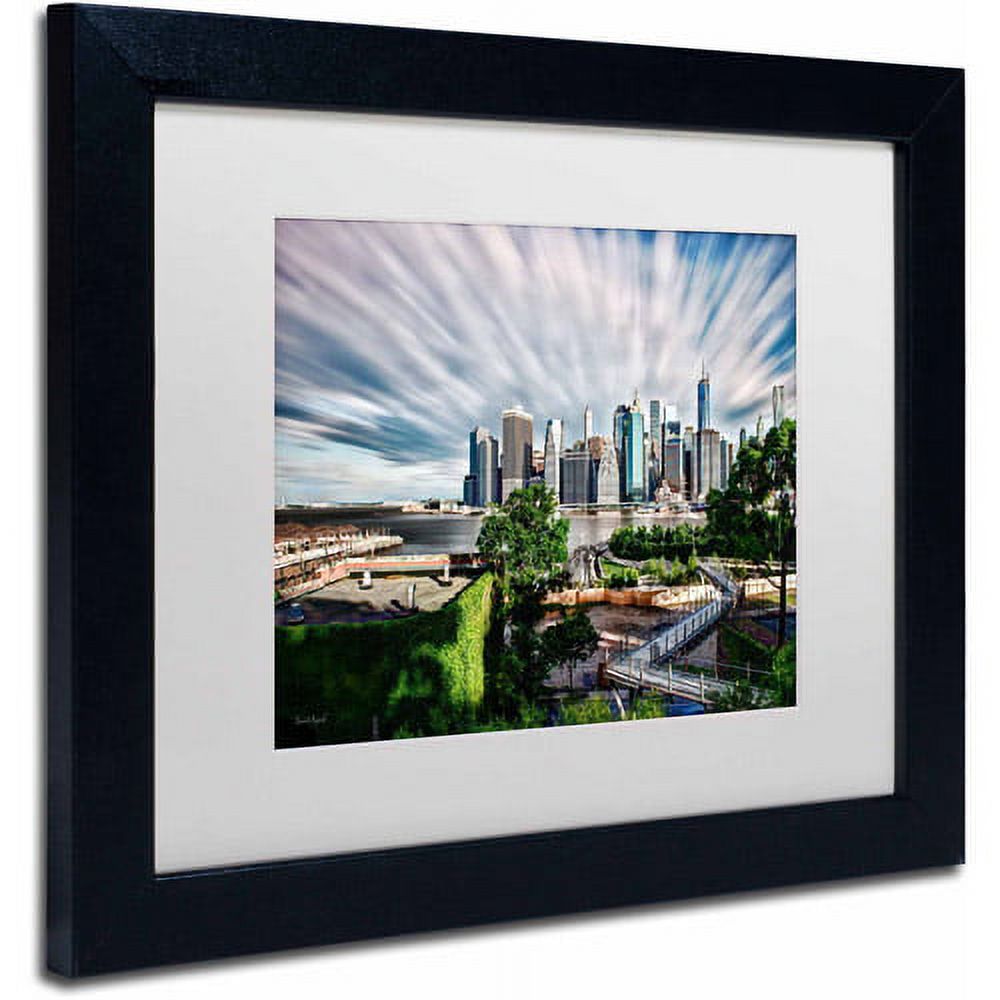 Trademark Fine Art "Brooklyn Bridge Park and Financial District - III" Canvas Art by David Ayash, White Matte, Black Frame