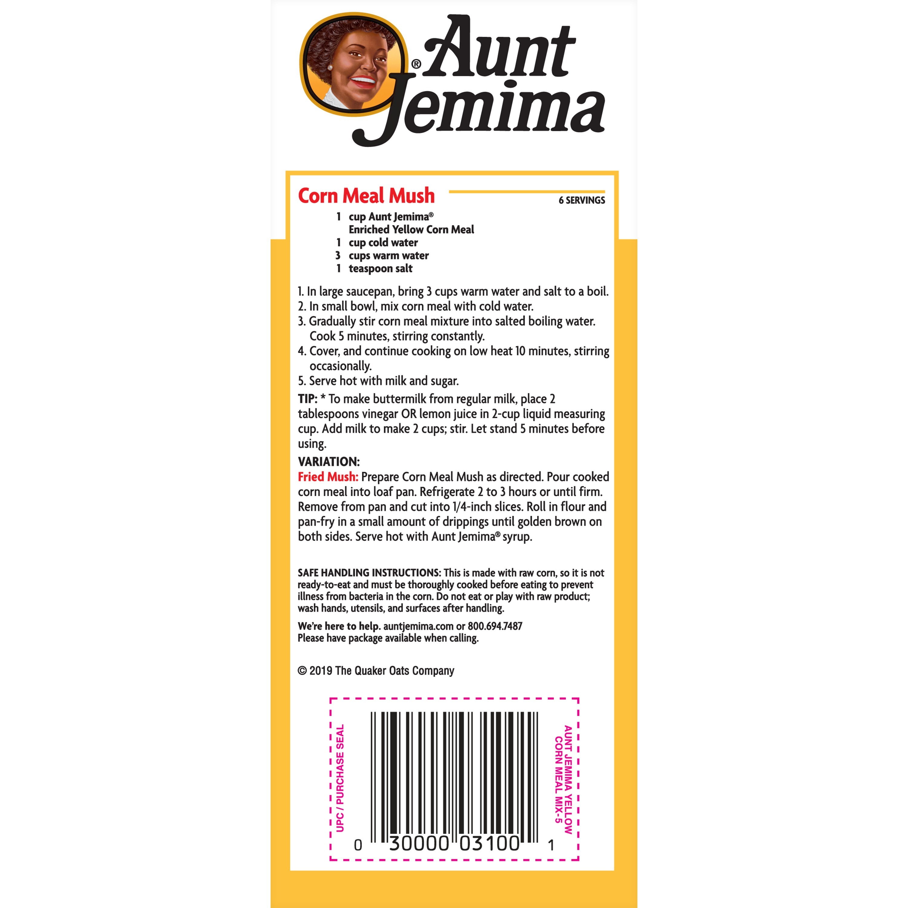 Aunt Jemima Yellow Corn Meal, 80 oz Bag