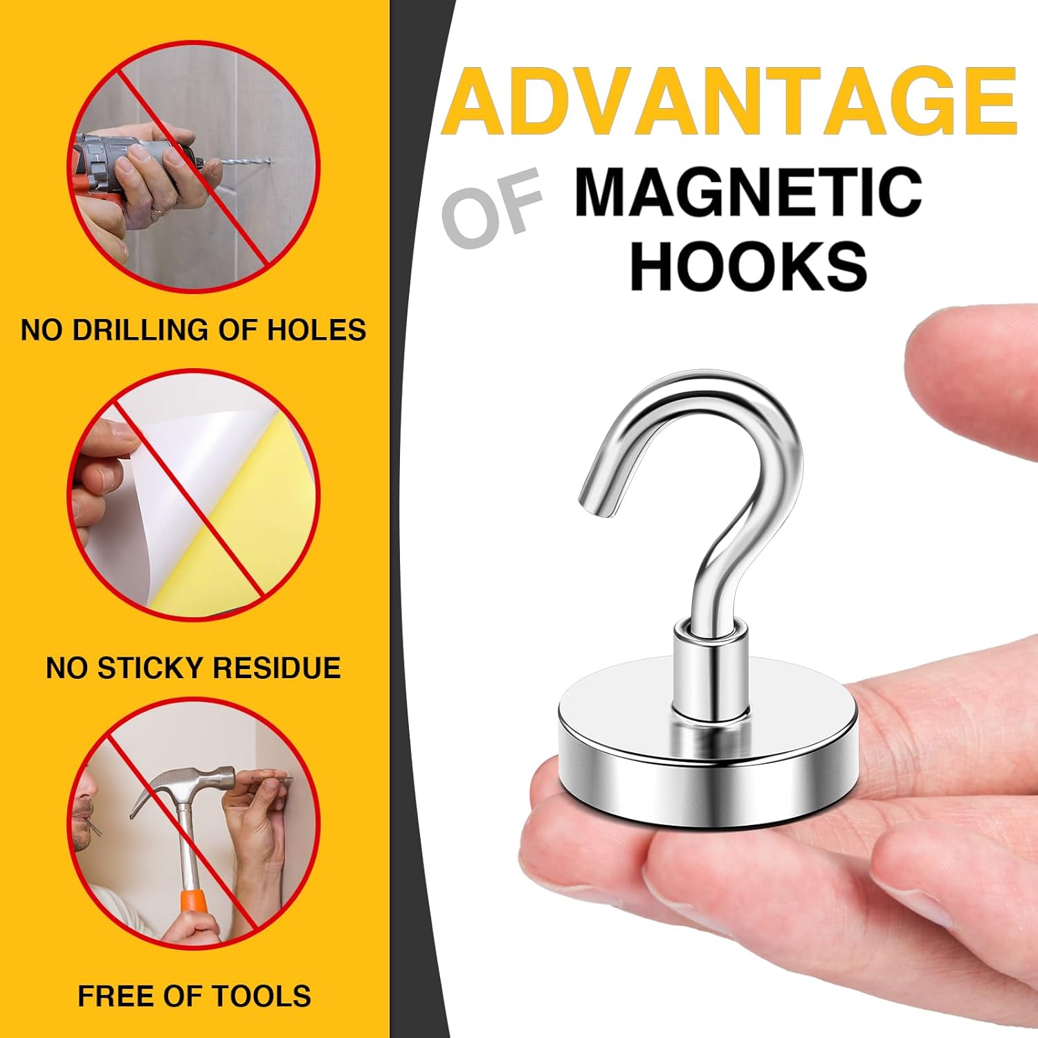AllWays Plaza Magnetic Hooks,120 lb Heavy Duty Strong Magnet with Hook for Hanging Rare Earth Neodymium Magnet for Fridge Kitchen Cruise Grill Garage and Storage 12 Packs
