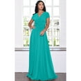thumbnail image 3 of KOH KOH Long V-Neck Flowy Cap Short Sleeve V-Neck Bridesmaid Wedding Guest Party Formal Summer Sundress Tall Gown Maxi Dress Dresses For Women Turquoise XXXX-Large US 26-28 NT074, 3 of 7