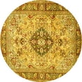 thumbnail image 1 of Ahgly Company Machine Washable Indoor Round Medallion Yellow Traditional Area Rugs, 4' Round, 1 of 4