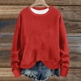 thumbnail image 2 of lcziwo Chandails en Molleton à Col Rond pour Femmes Automne Hiver 2024, Chemise Décontractée à Manches Longues, Haut Ample Sans Capuche, Rouge, TG, 2 of 5