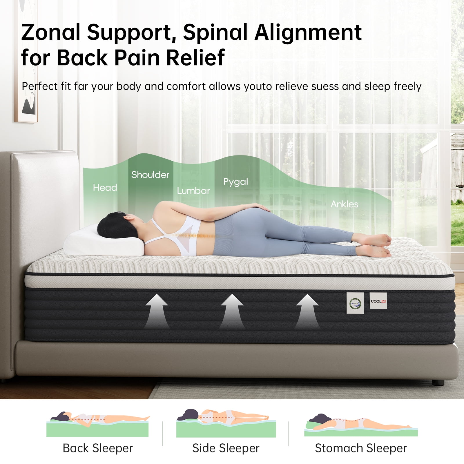 Full Mattress 12 Inch, Hybrid Memory Foam Mattress in a Box, Pressure Relief for Back Support, Medium Firm, Individually Pocket Springs, CertiPUR-US Certified, Grey Full Size
