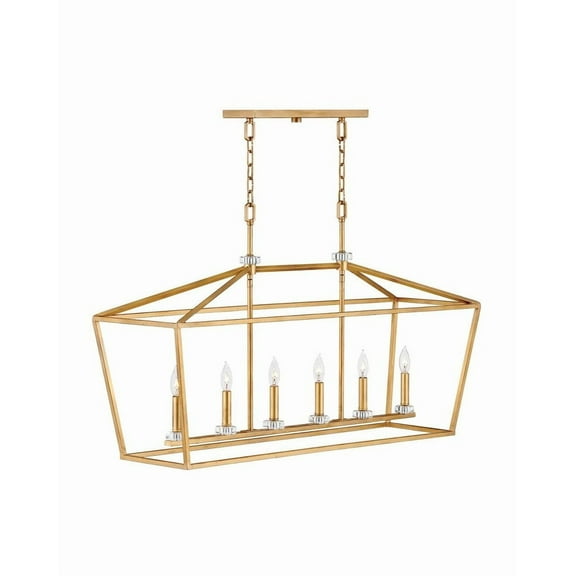 3539DA Hinkley Lighting Stinson - 6 Light Linear Chandelier in Transitional Style - 42 Inches Wide by 24.5 Inches High-Distressed Brass Finish