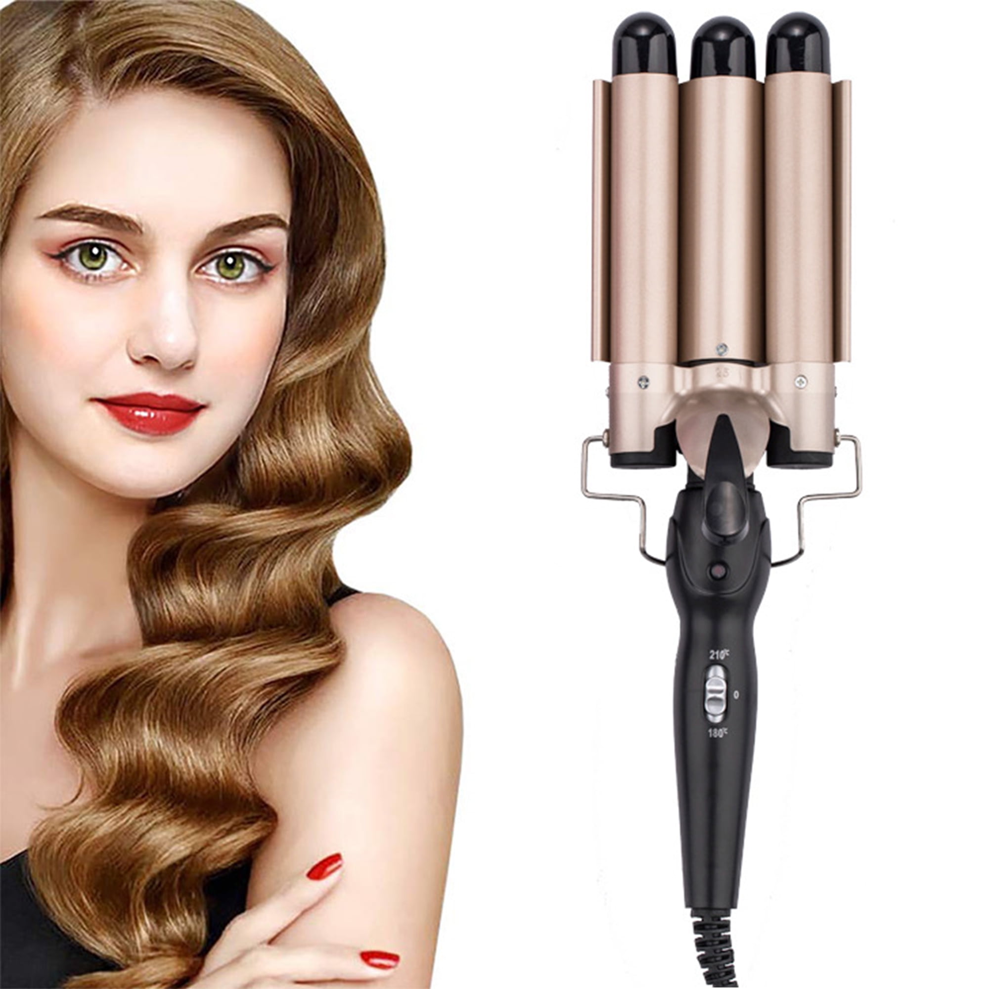 YasTant 3 Barrel Curling Iron Hair Waver Wand, Professional Tourmaline