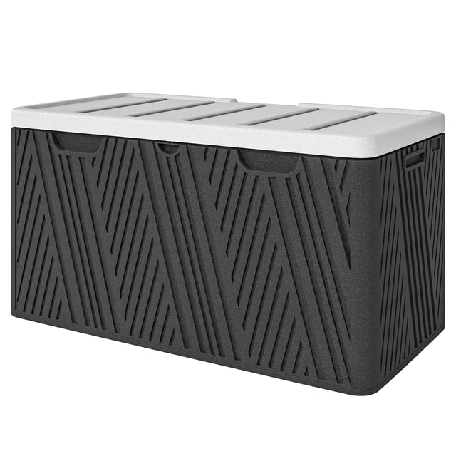 CoSoTower 100 Gallon HDPE Outdoor Storage Box, Waterproof and Lockable Deck Box for Garden Tools and Pool Accessories