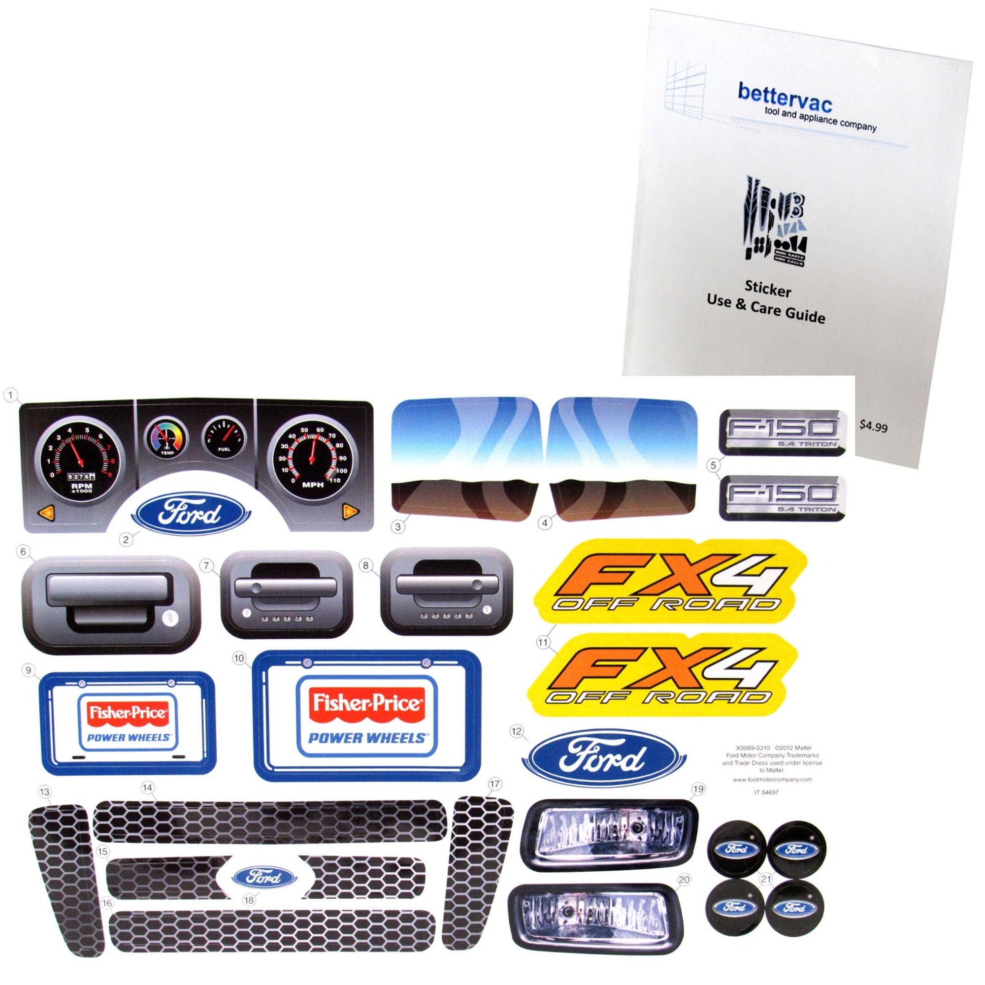Power Wheels X0069 Ford F-150 FX4 Decal Sheet #X0069-0310 Bundled With Use  & Care Guide - Walmart.com