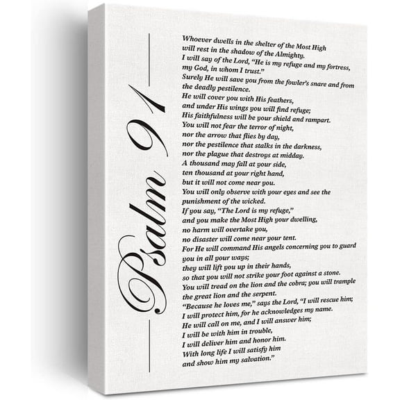 Christian Canvas Wall Art Motivational Psalm 91 He Who Dwells in the Secret Place Canvas Print Positive Scripture Canvas Painting Office Home Wall Decor Framed Gift 12x15 Inch