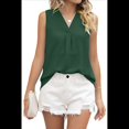 thumbnail image 2 of Blusas Sin Mangas de Informales Elegantes de Verano 2025 para Mujer, Cuello en V, Camisas de Trabajo, Verde Tinta, Talla XL, 2 of 10