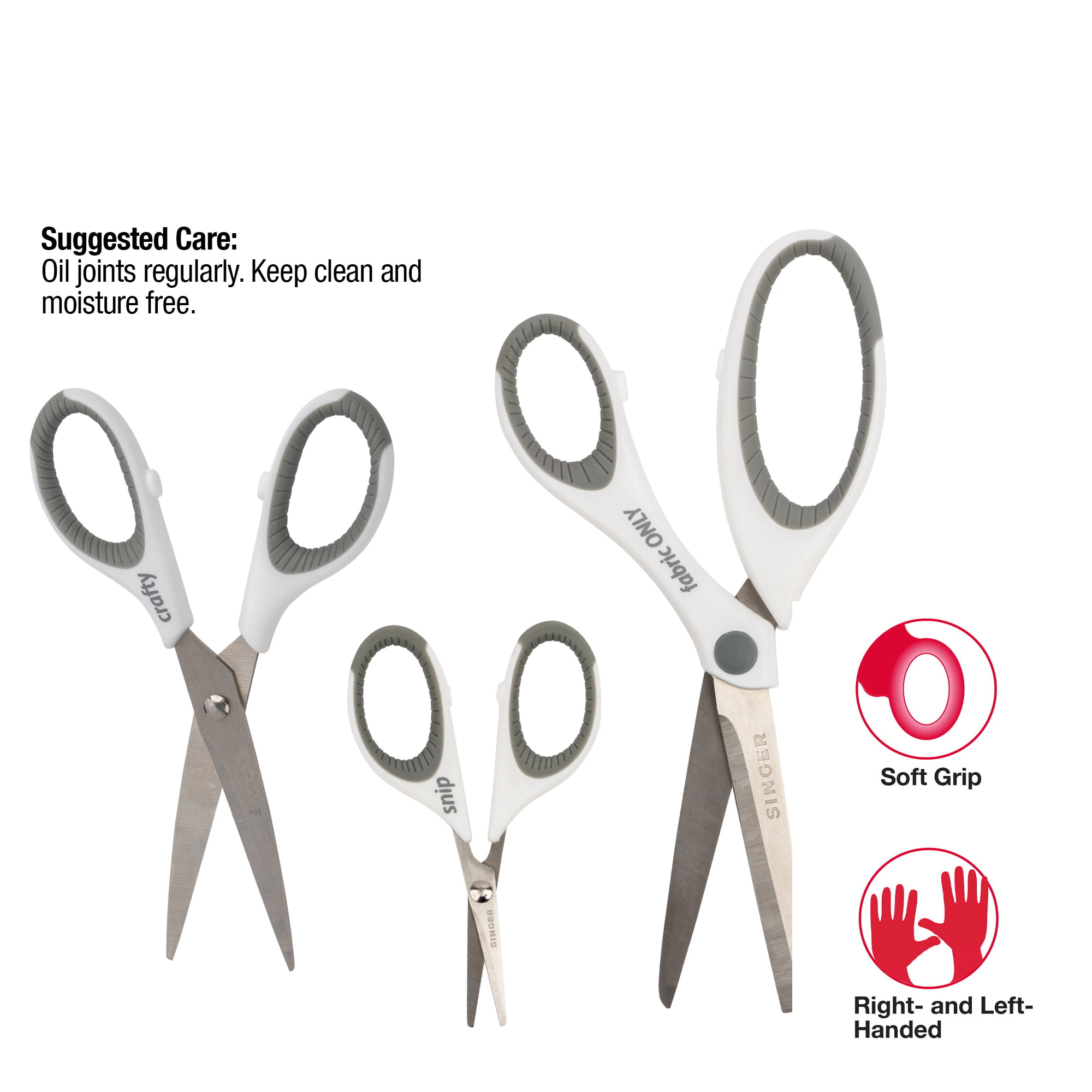 SINGER 8.5” Fabric Scissors and 4.75” Craft Scissors Pack by Singer