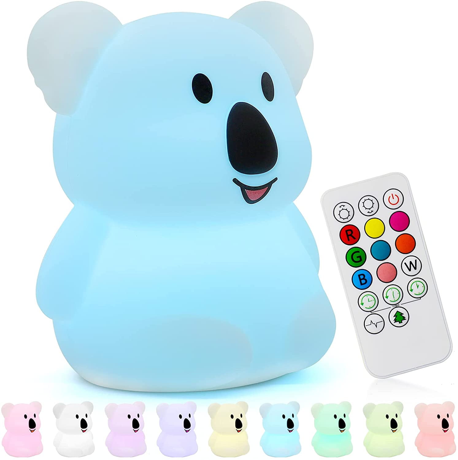 FANT.LUX Bear Nightlights Cute Animal Nursery Touch Silicone Baby Multicolor LED Nightlight Portable and Rechargeable Infant or Toddler Bright Besides Lamp for Bedroom Night Light for Kids 