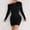 Black, variant on Stichou Women's Off The Shoulder Dresses 2026 Long Sleeve Mini Double Lined Ruched Bodycon Club Party Going Out Outfits Black XL