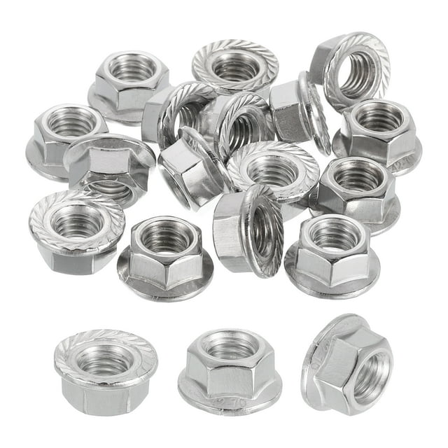 20 Pcs Écrous de Verrouillage Hexagonaux à Bride Dentelée M10x1.5mm, Écrou Métrique en Acier Inoxydable 304