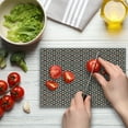 thumbnail image 4 of Geometric Cutting Board, Polygonal Composition with Pixel Art Inspirations Colorful Rhombuses Triangles, Decorative Tempered Glass Cutting and Serving Board, Small Size, Multicolor, by Ambesonne, 4 of 5