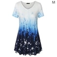 thumbnail image 1 of Camiseta de mujer Minnieouse Gradiente Impreso Blusa Casual Cuello en V Azul METRO, 1 of 4