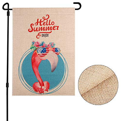 Popsicle Hello Summer Garden Flag Holiday Sunshine Outdoor Decorations 12.5 x 18 Inch Burlap Vertical Double Sided Yard Decor 