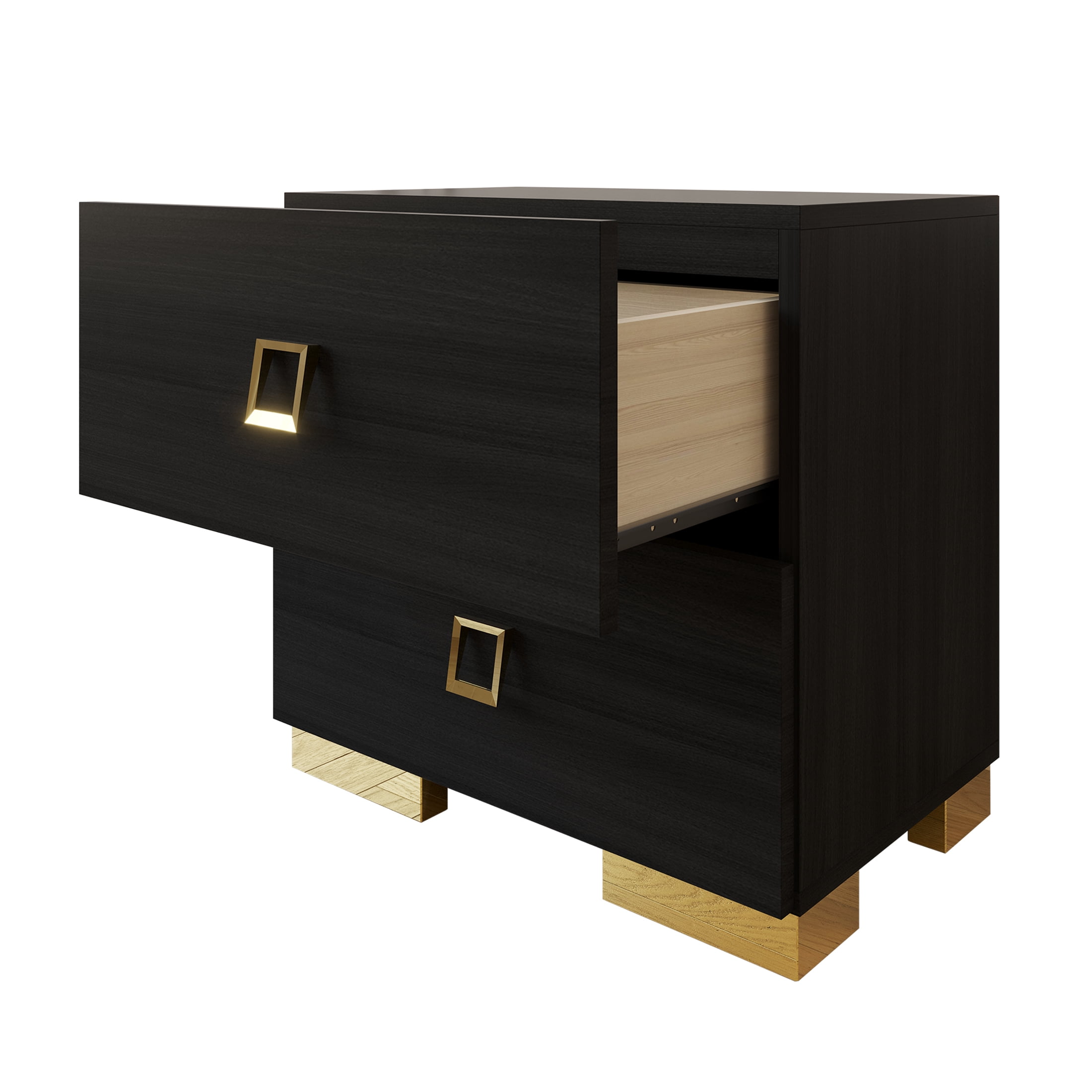 Castle Place Elegant Glow 2 Drawer Nightstand, Black