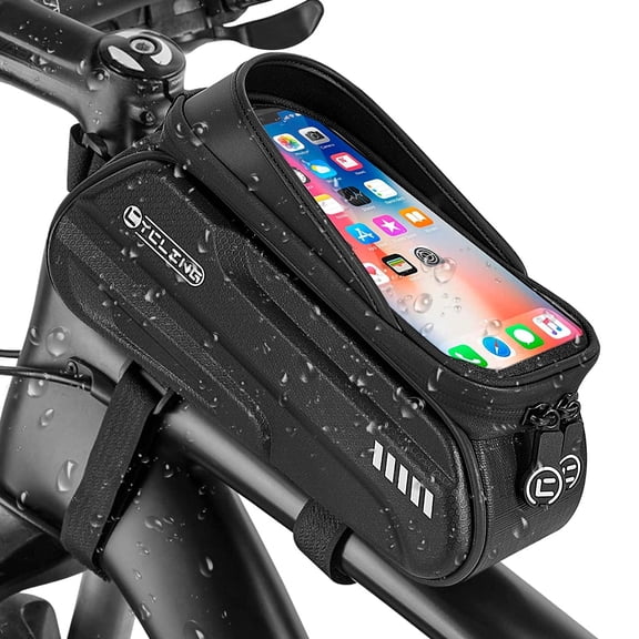 AUTOWT Bike Front Frame Bag - 1.5L Waterproof Pouch with Reflective Design & TPU Touch-Screen