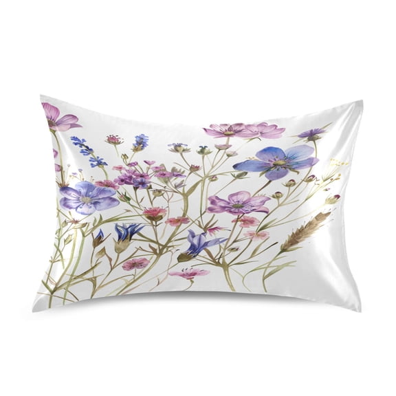 Ryvnso Satin Pillowcase Watercolor Wildflower Pillow Cases Standard Size 26x20in
