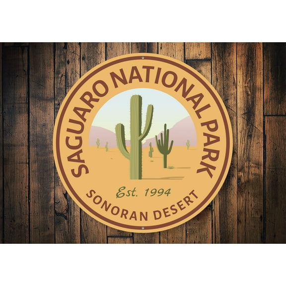Saguaro Novelty Sign, Metal Wall Decor - 12" Round