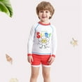 thumbnail image 5 of GYRATEDREAM Boys Two Piece Rash Guard Swimsuits Set with Swim Trunk Kids Long Sleeve Bathing Suit Swimwear Set for 4-8Y Red, 5 of 8