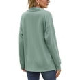 thumbnail image 5 of SHIBEVER Blouses for Women Long Sleeve Tops Fall Pullover Casual Loose Fit V-Neck Tunics Tops Trendy Lapel Collar Solid Color Green Size L, 5 of 5